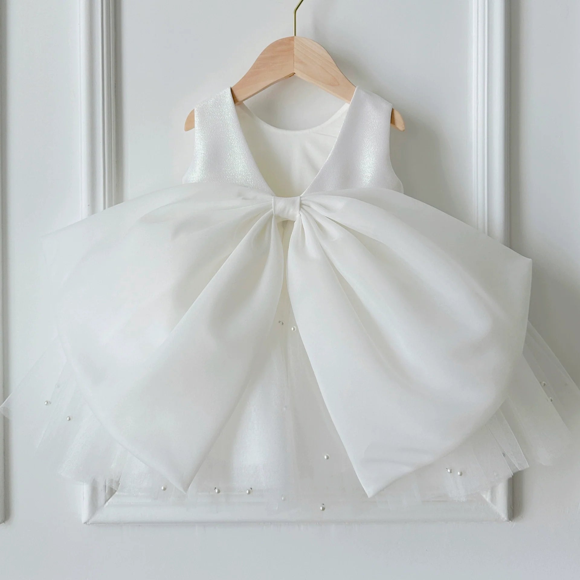 Children's Party Dress with Pearls and Bow