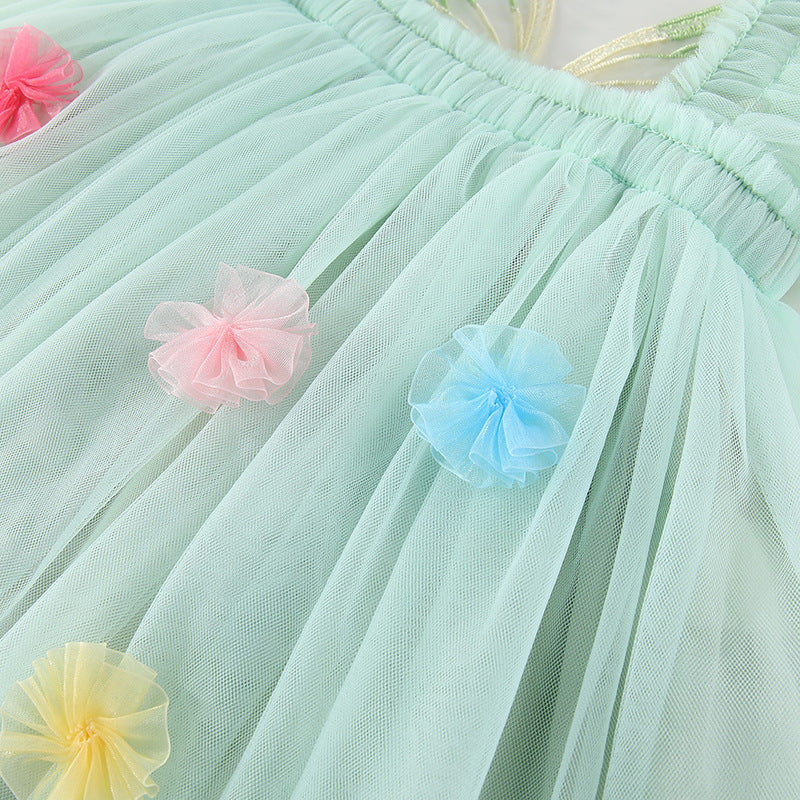 Children's Tulle Dress with Wings and Flowers