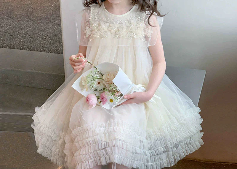 Children's Dress with Floral Collar