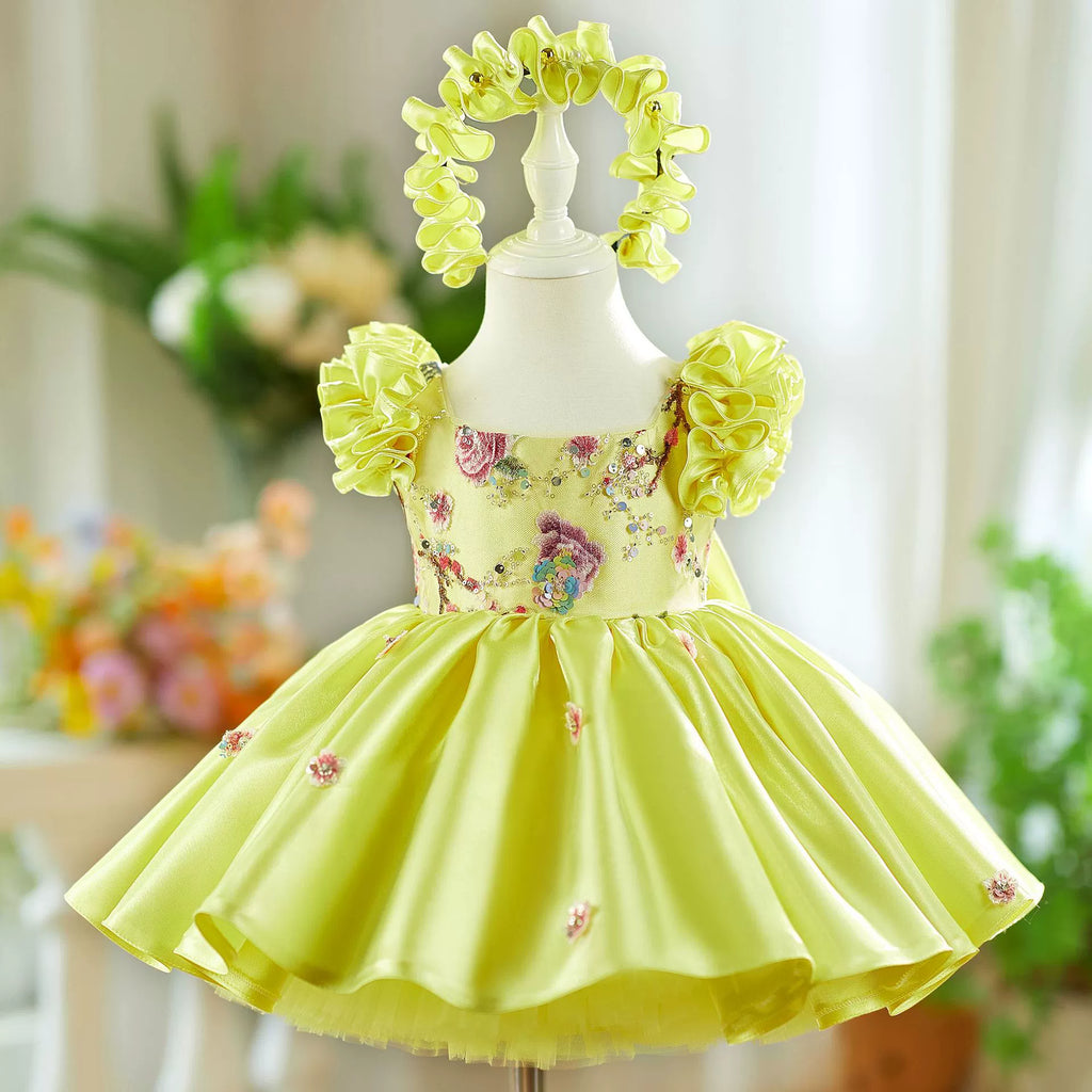 Yellow Floral Party Dress