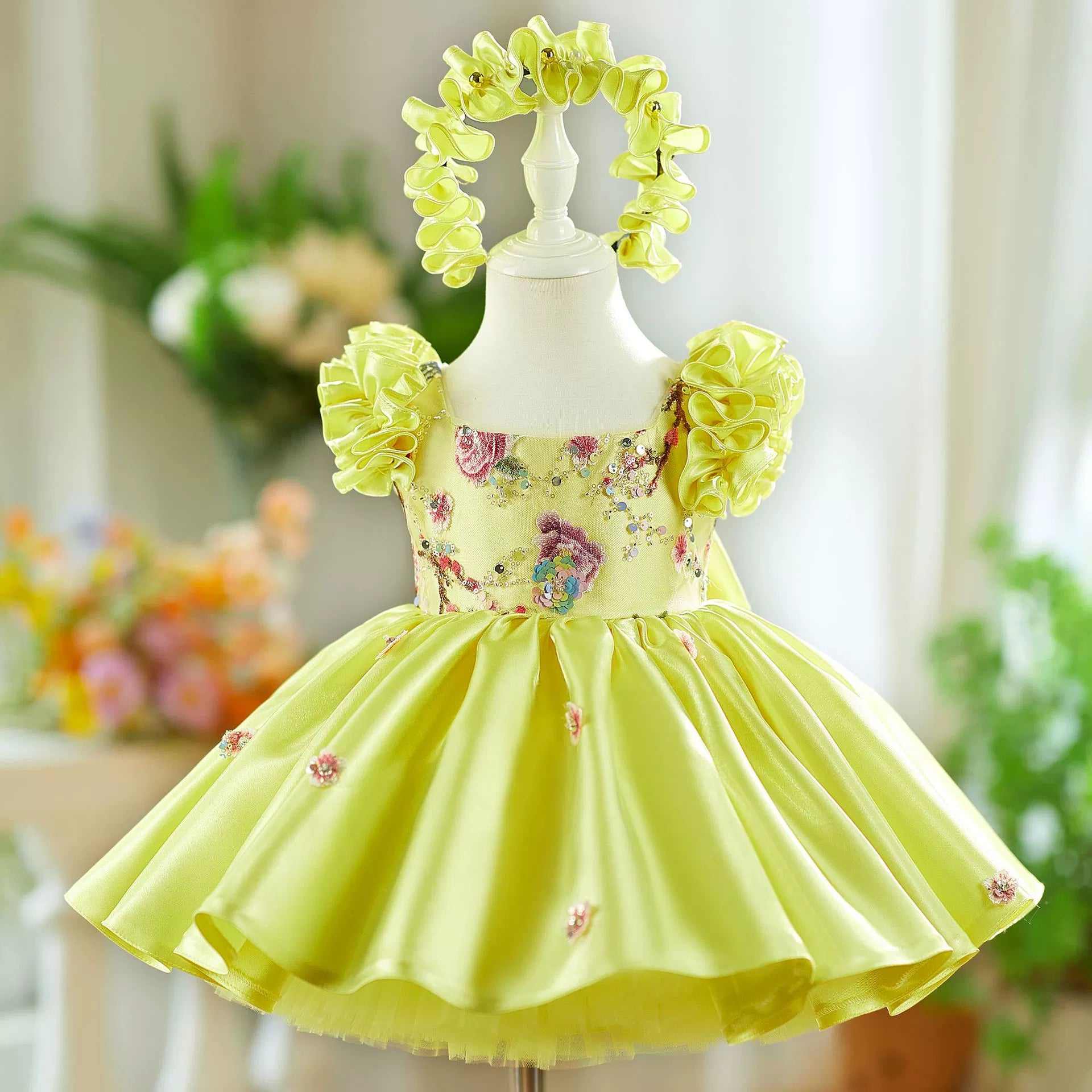 Yellow Floral Party Dress