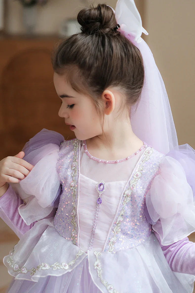 Long Sleeve Shiny Children's Dress
