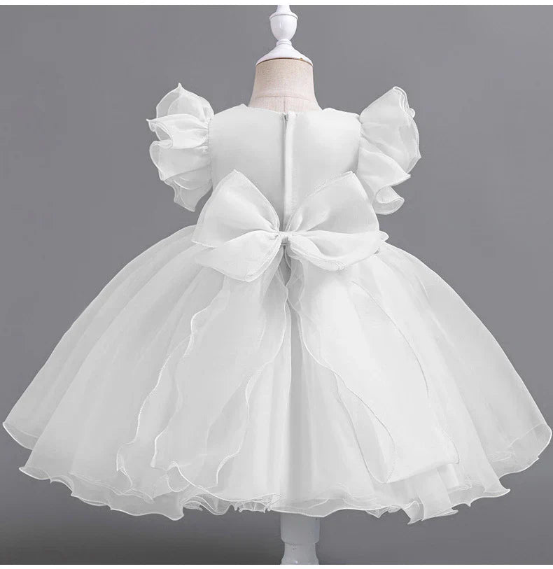 Children's Party Dress with Flowers and Flying Sleeves