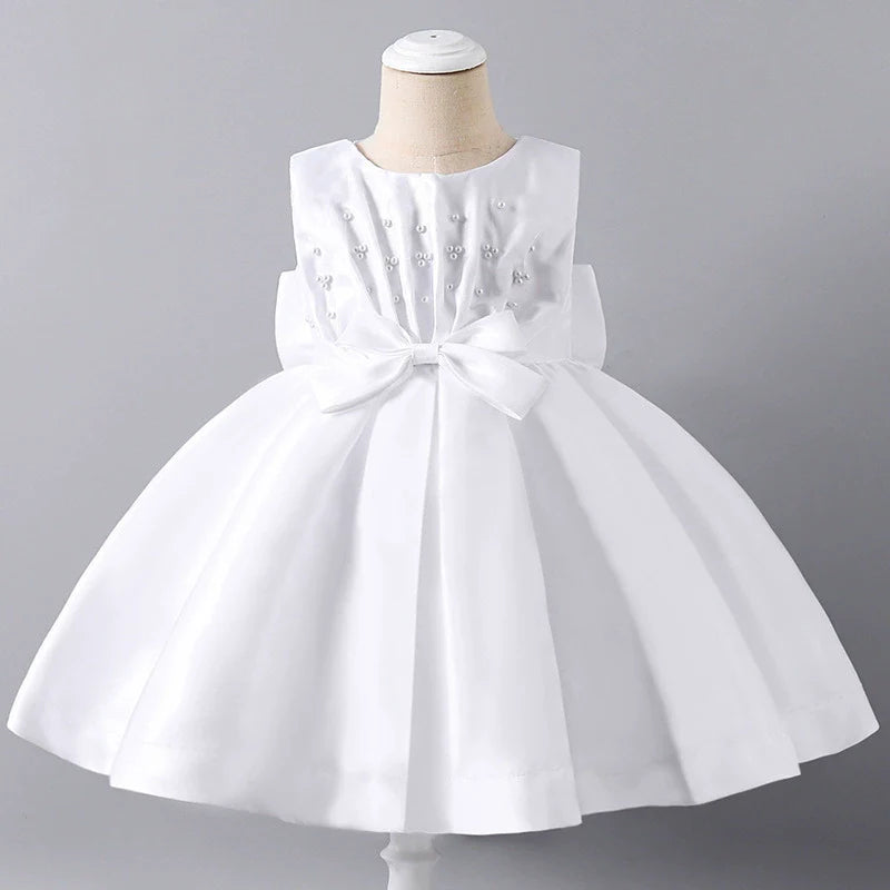 Children's Party Dress with Pearls and Bow