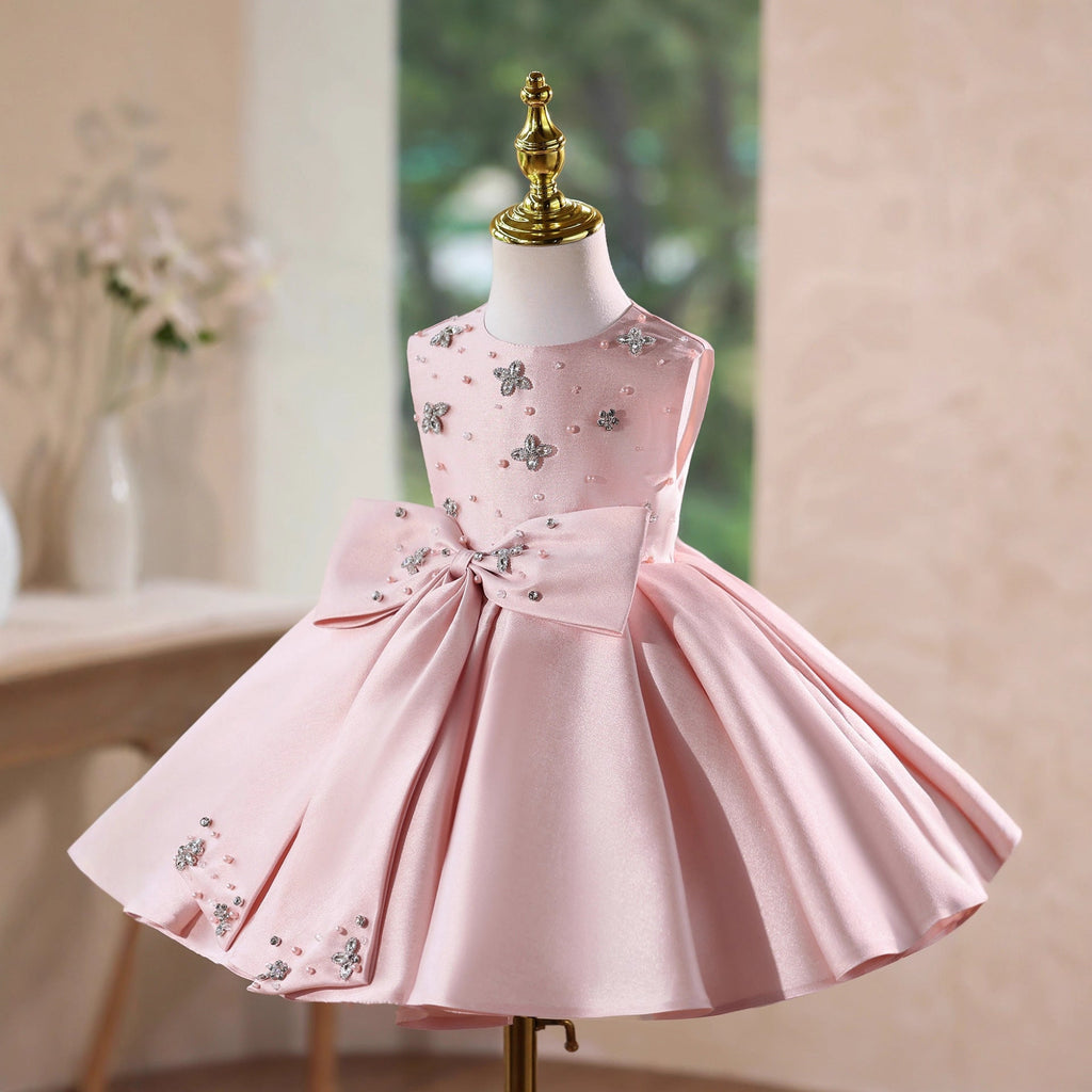 Children's Party Dress with Stones and Bow