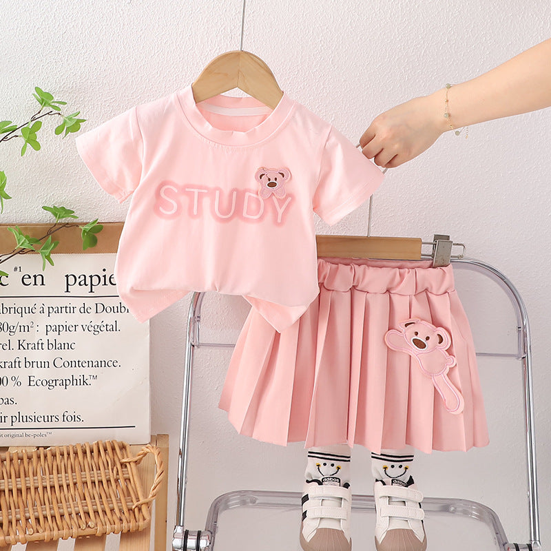 Set di Abiti per Bambini Maglietta a Maniche Corte + Gonna 2 pezzi