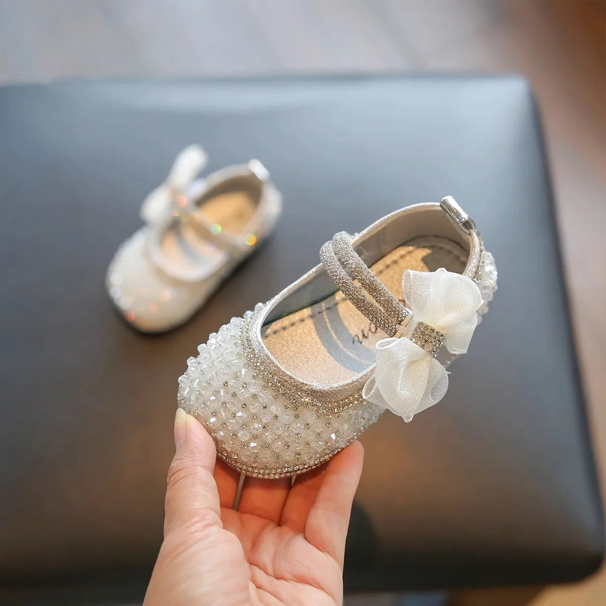 Girls Walking Shoes Lace Mesh Bows Kids Princess Shoes