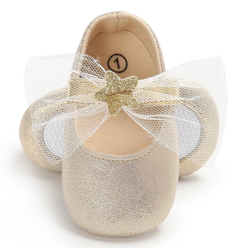 Golden Color Cute Baby Walking Shoes Flat Ballet Footwear
