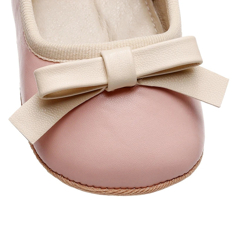 Newborn Baby Shoes Baby Girl Shoes Cute Bow Leather Rubber Sole