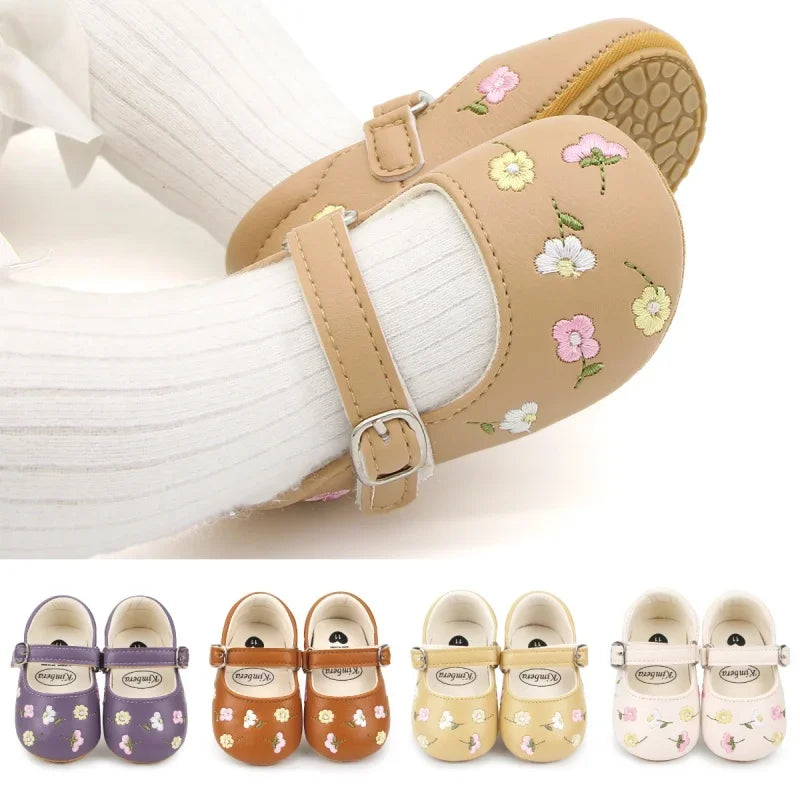 Baby Girls Shoes Floral Embroidery Princess Shoes