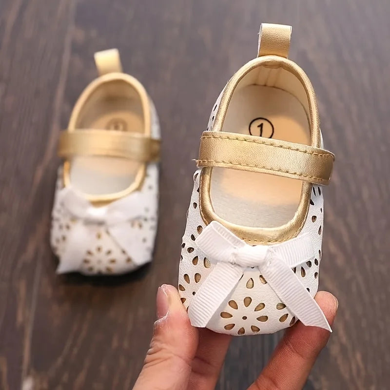 Elegant 0-18M Newborn PU Bow Decoration Baby Shoes
