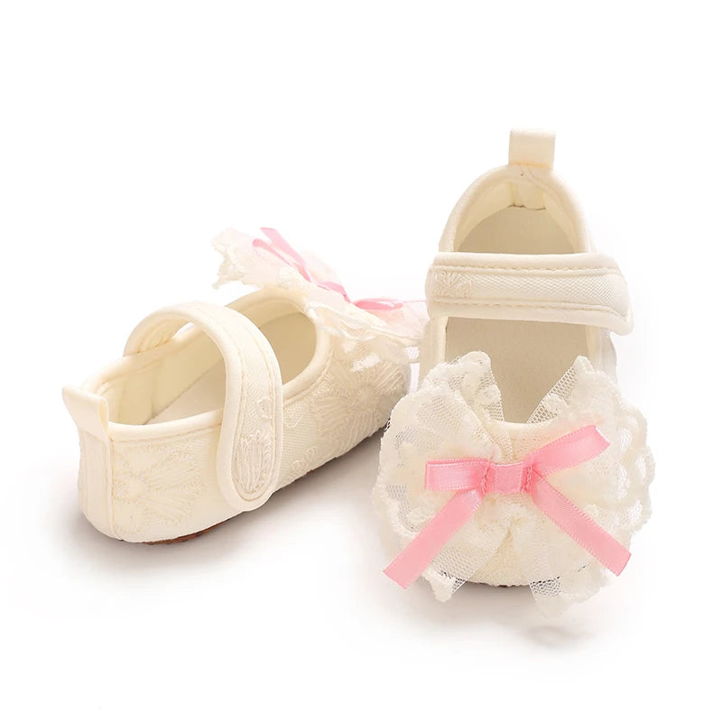 Lace Cute Baby Girl 0-18M Princess Bow Flat Shoes
