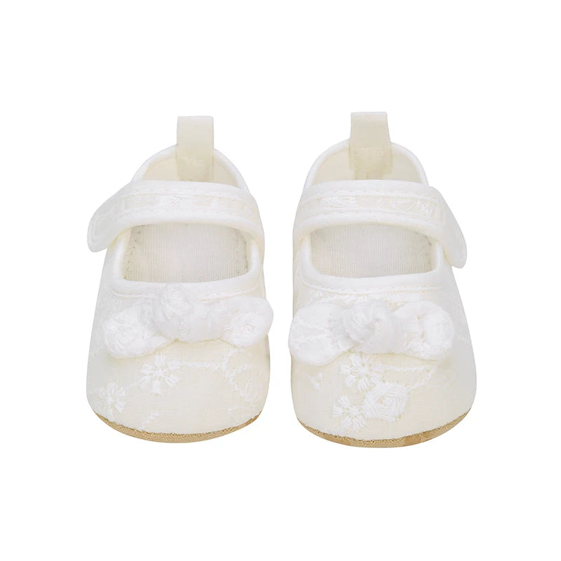 Baby Girls Shoes Non-Slip Soft Soled Lace Bowknot Flats Toddler First Walker