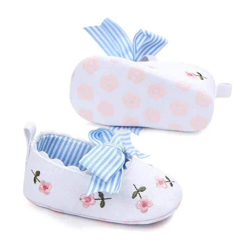 New Printed Baby Girl Shoes Bowknot Soft Sole Anti-slip