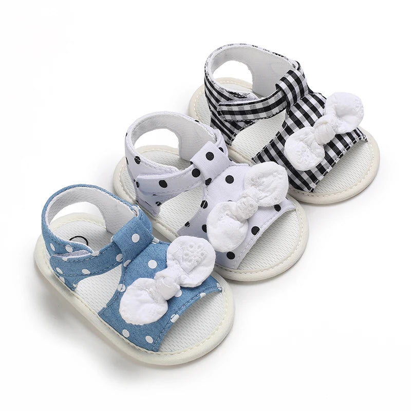 Cute and sweet polka dot bow sandals