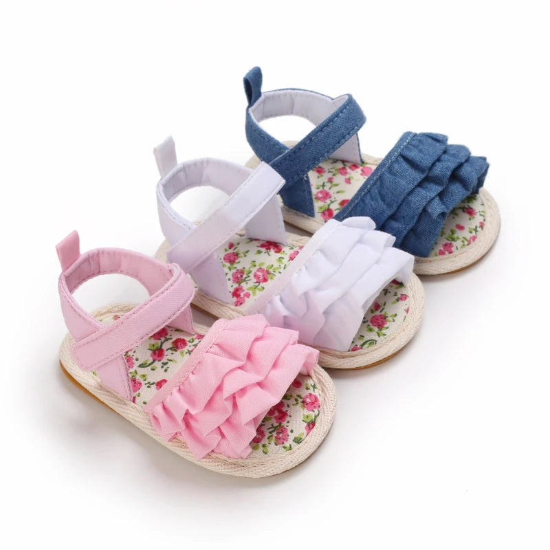 Baby Girl Summer Sandals 0-1 Year Cute Flower First Walker