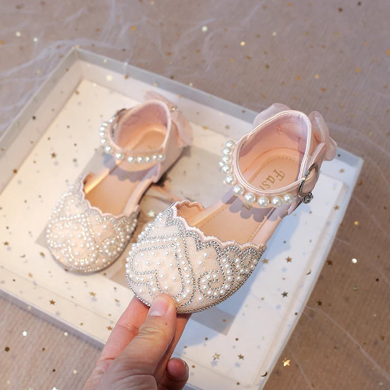 Girls Sandals With Heel Fashion Rhinestone Shiny