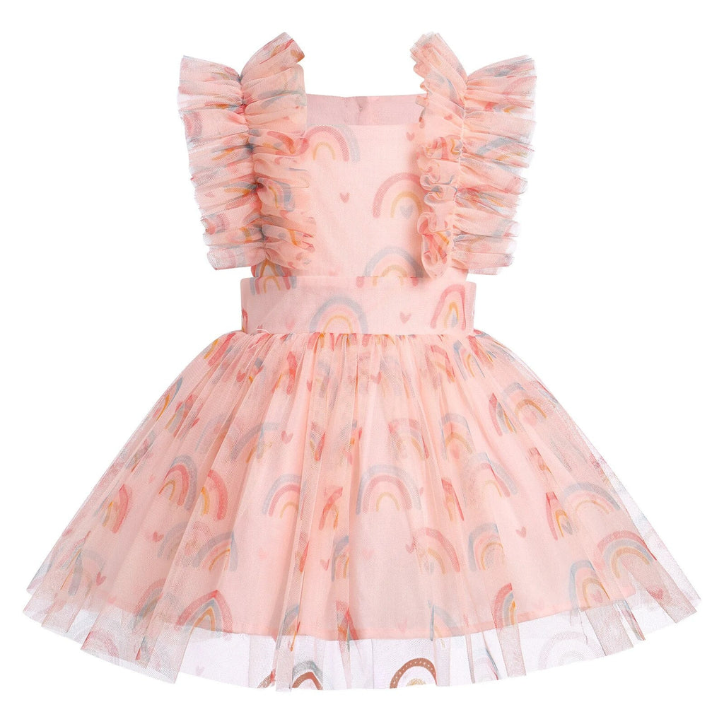 Children's Dress with Ruffled Sleeves and Tulle