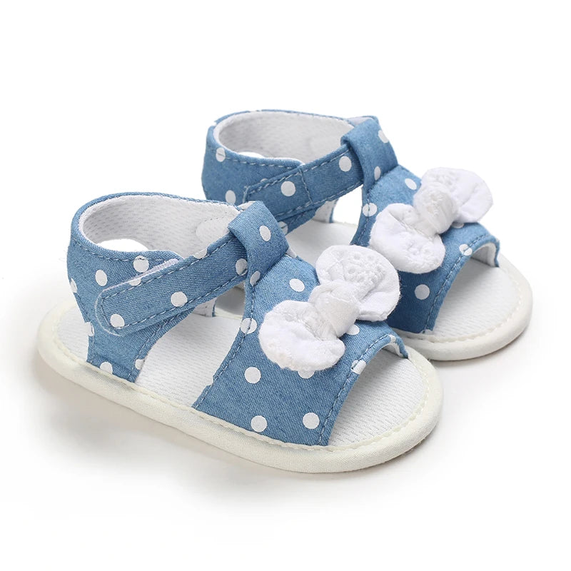 Cute and sweet polka dot bow sandals