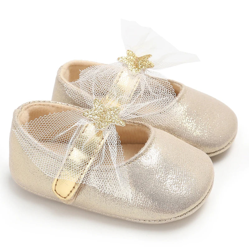 Golden Color Cute Baby Walking Shoes Flat Ballet Footwear
