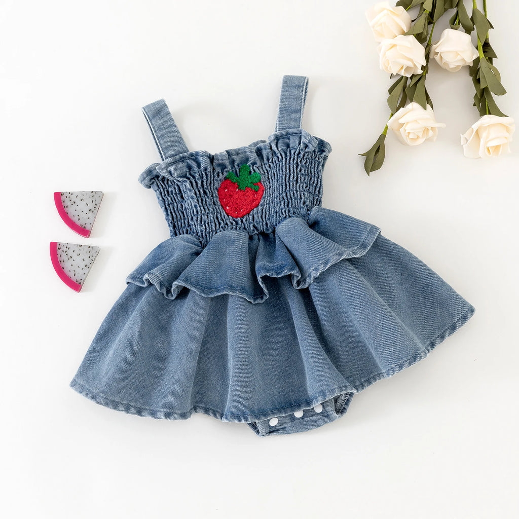 Strawberry Pattern Baby Girl Romper