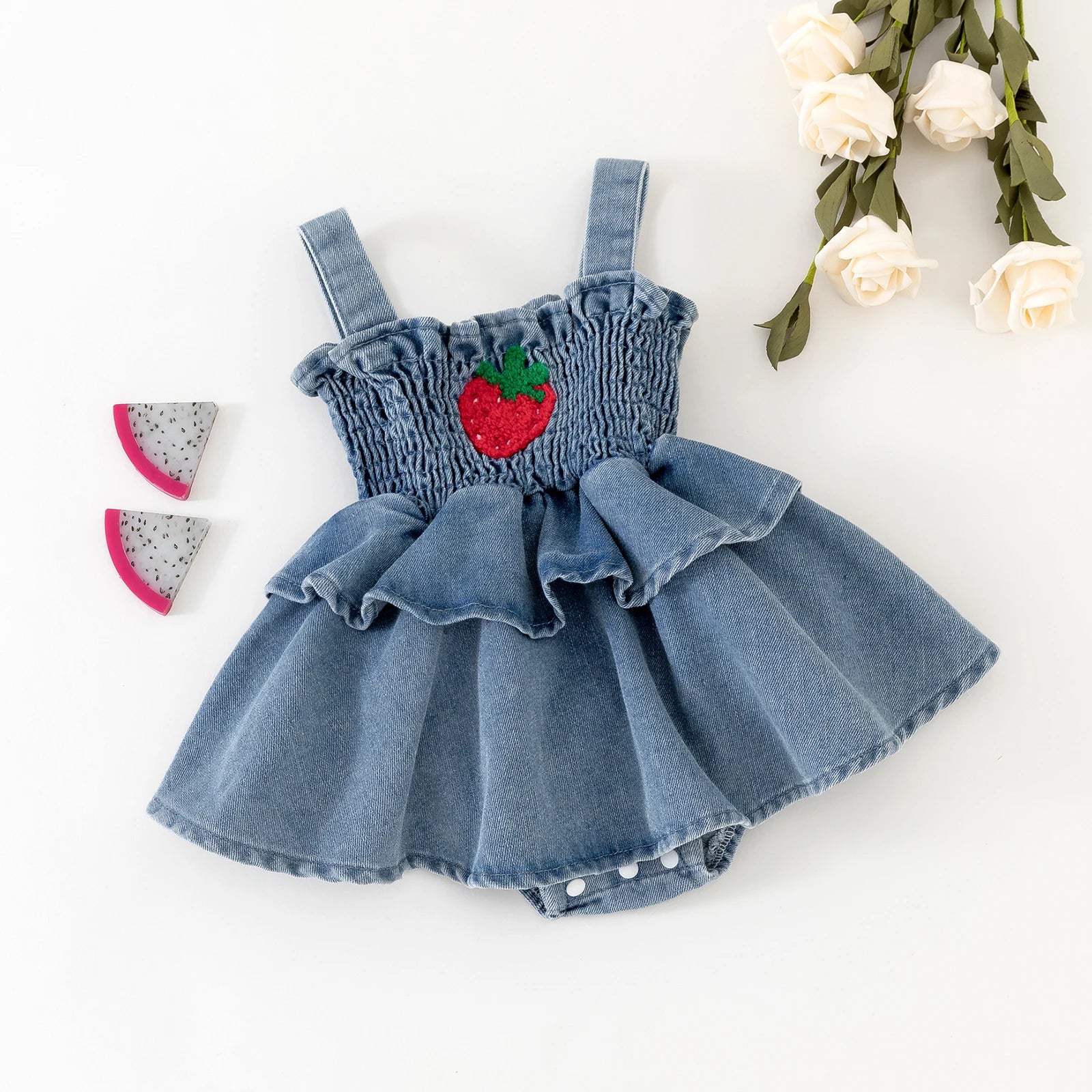 Strawberry Pattern Baby Girl Romper