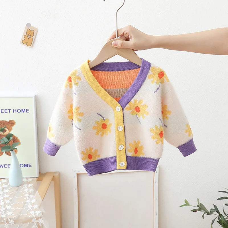 Children's Sweater Girls' Flower Girls Knitted Cardigan