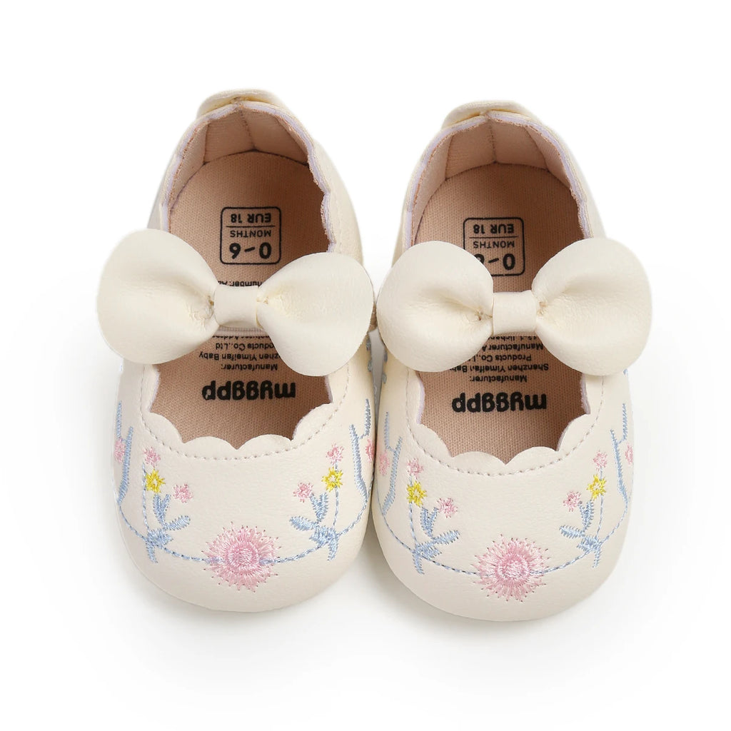 Baby Girls Mary Jane Flats with Bownot Non Slip Soft Sole Shoes
