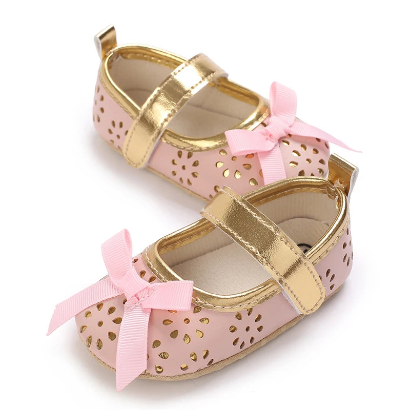 Elegant 0-18M Newborn PU Bow Decoration Baby Shoes