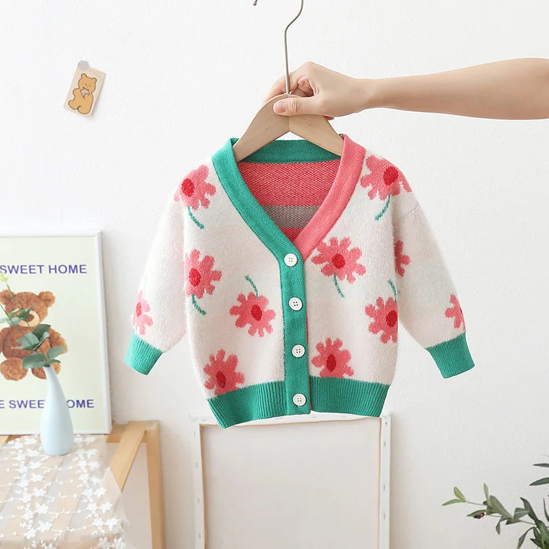 Children's Sweater Girls' Flower Girls Knitted Cardigan