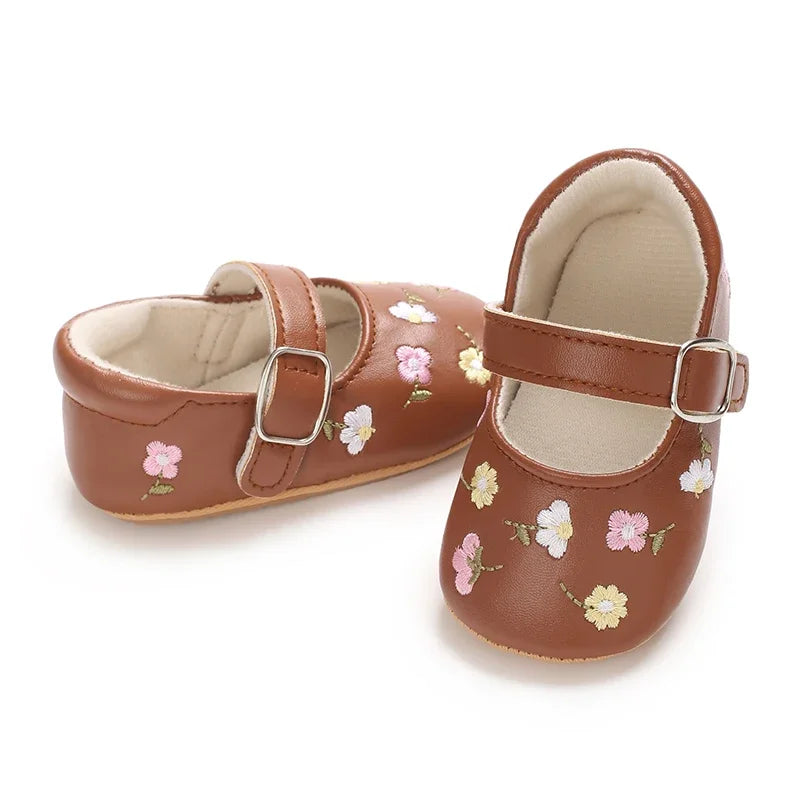 Baby Girls Shoes Floral Embroidery Princess Shoes