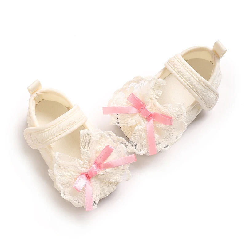 Lace Cute Baby Girl 0-18M Princess Bow Flat Shoes