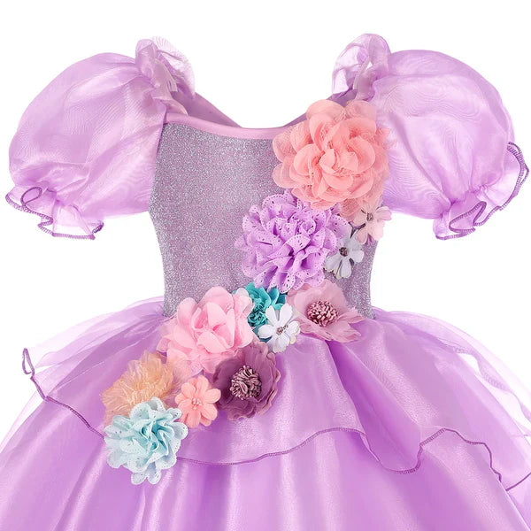 Purple Flower Children's Party Dress