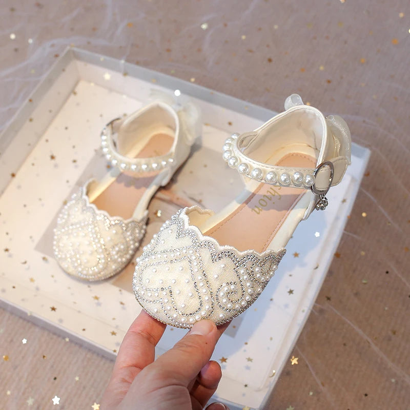 Girls Sandals With Heel Fashion Rhinestone Shiny