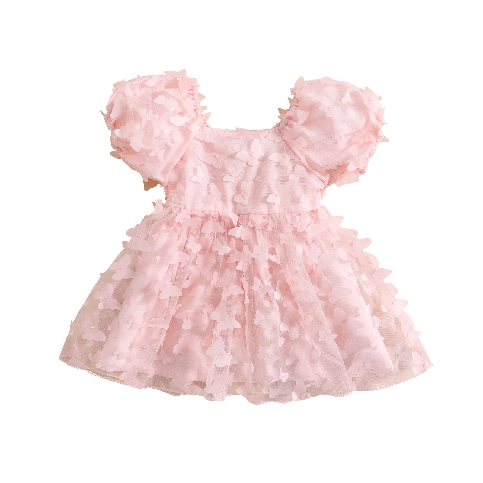 Butterflies Puff Sleeves Dress