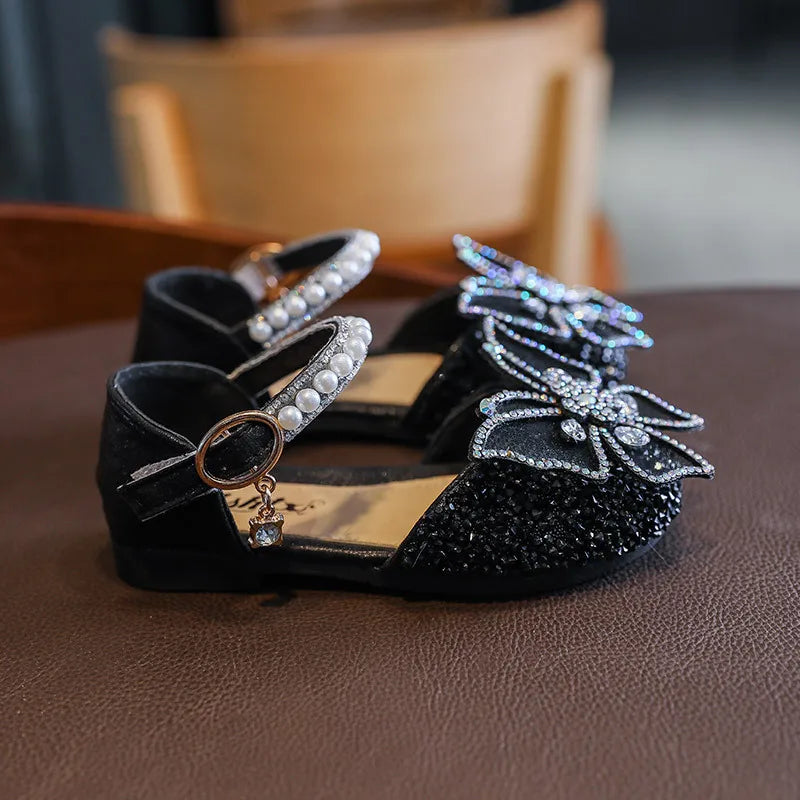 Girls Sequin Lace Bow Kids Shoes