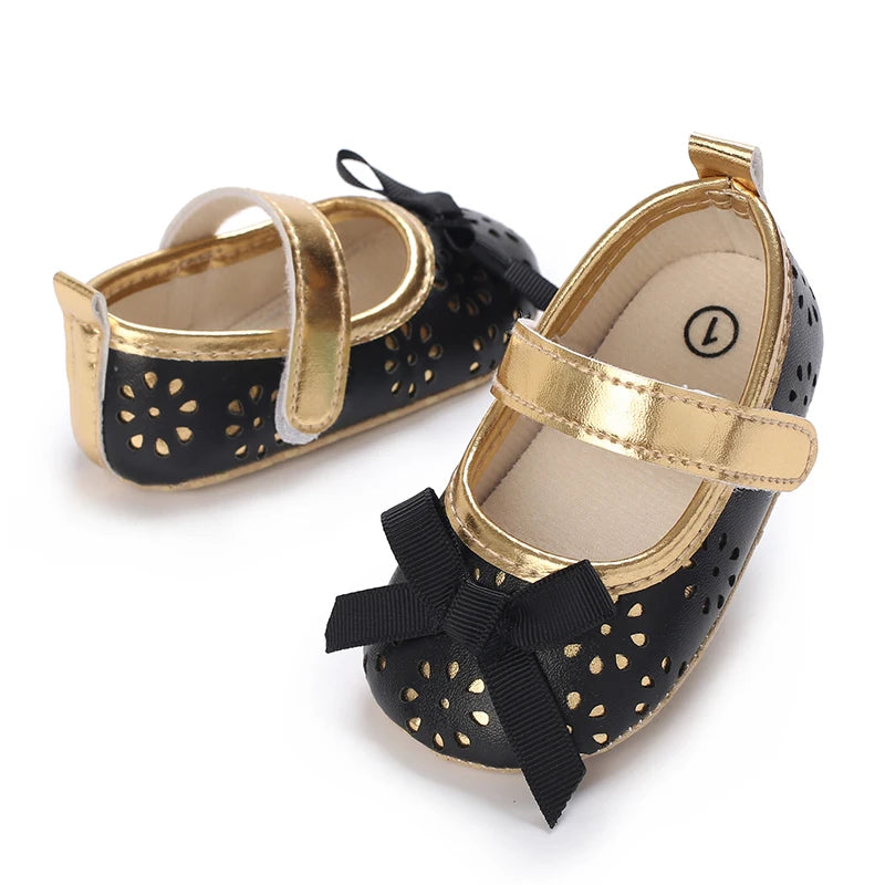 Elegant 0-18M Newborn PU Bow Decoration Baby Shoes