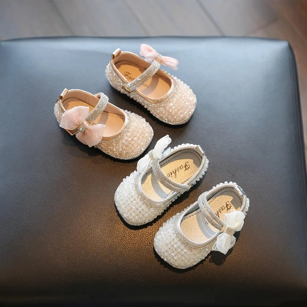 Girls Walking Shoes Lace Mesh Bows Kids Princess Shoes