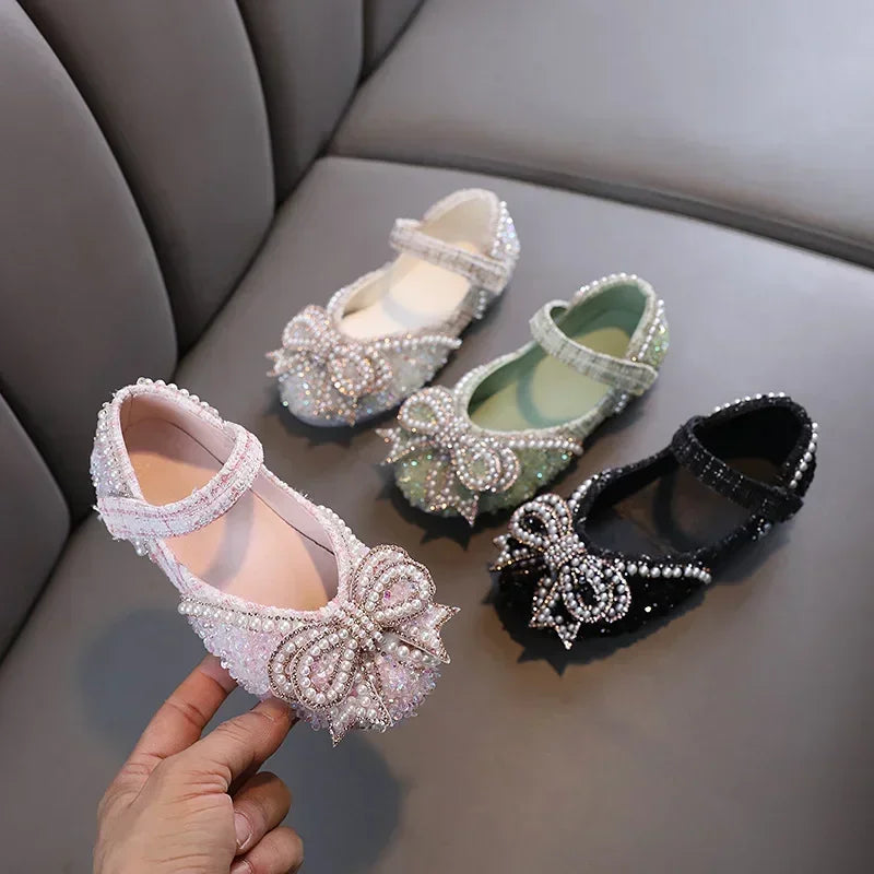 Kids Girls Sandals Fashion Sequins Rhinestone Bow