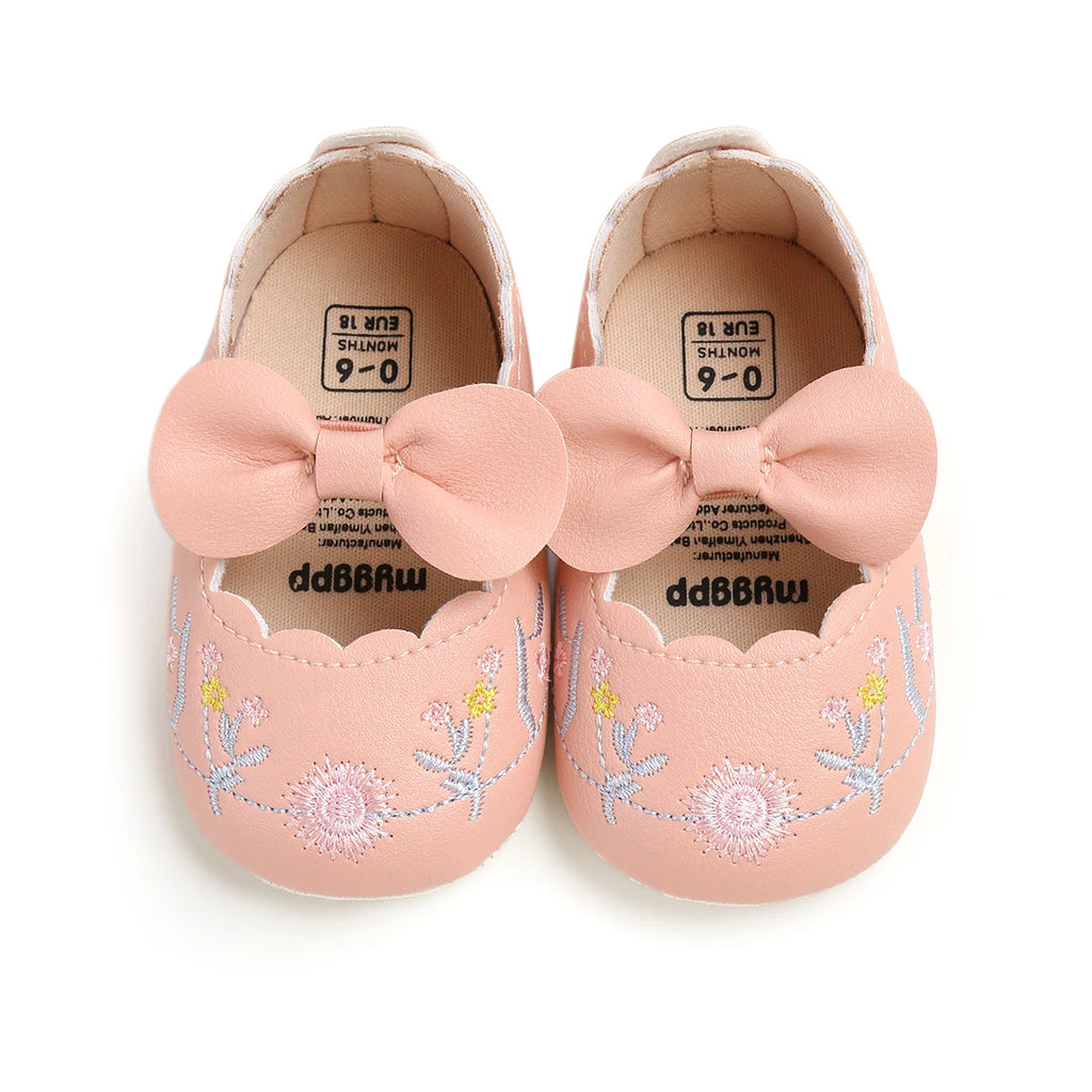 Baby Girls Mary Jane Flats with Bownot Non Slip Soft Sole Shoes