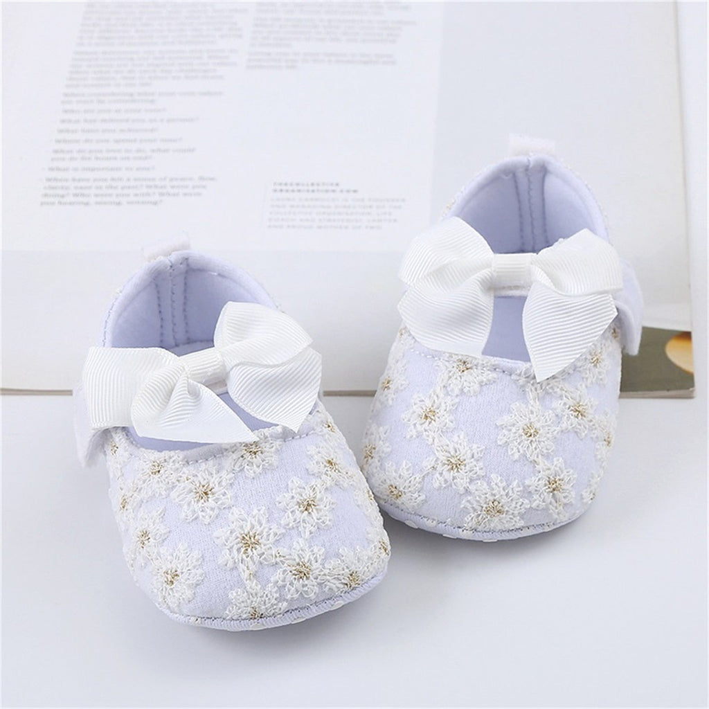 Scarpe per bambini ricamate con fiocco