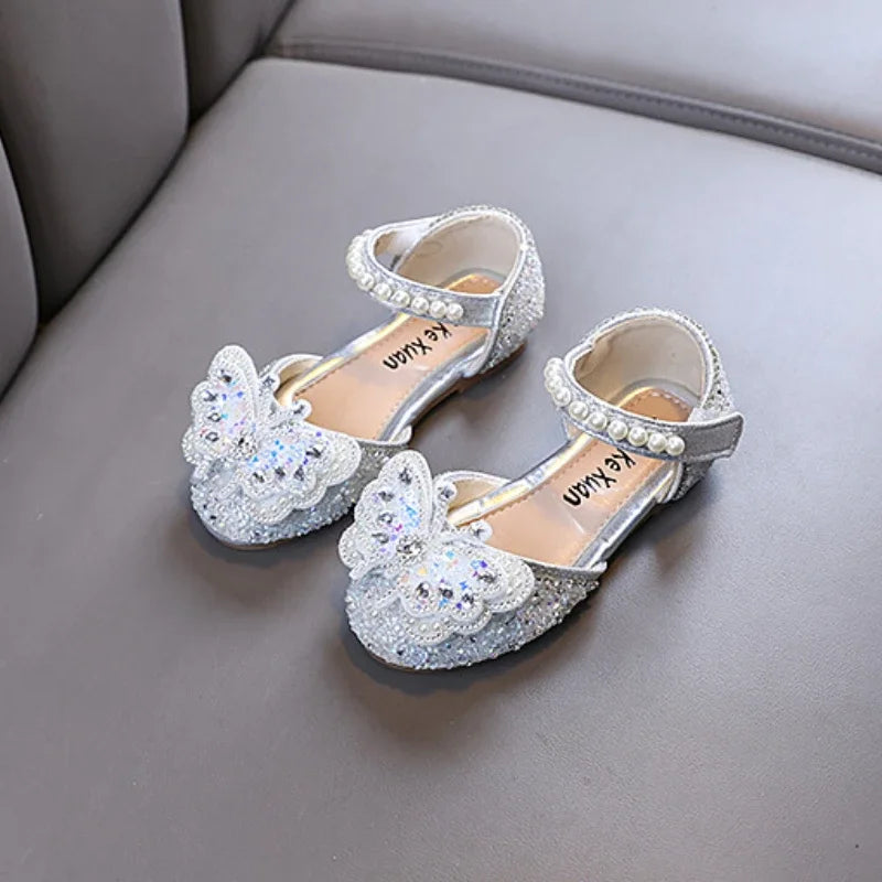 Kids Sandals for Girls Rhinestone Butterfly Elegant Versatile