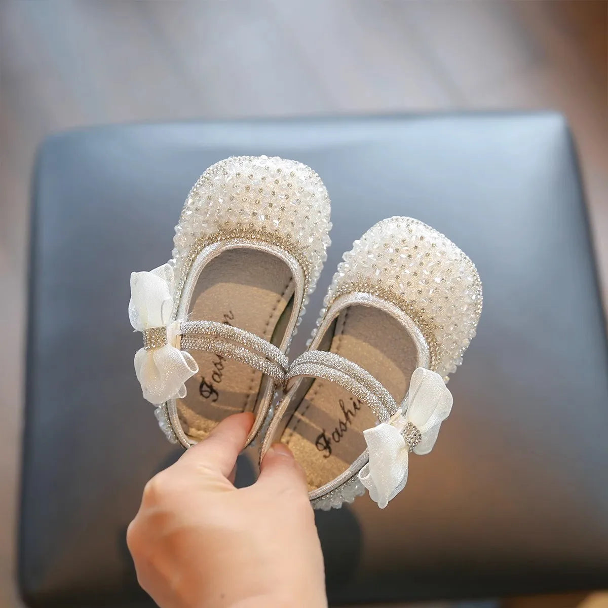 Girls Walking Shoes Lace Mesh Bows Kids Princess Shoes