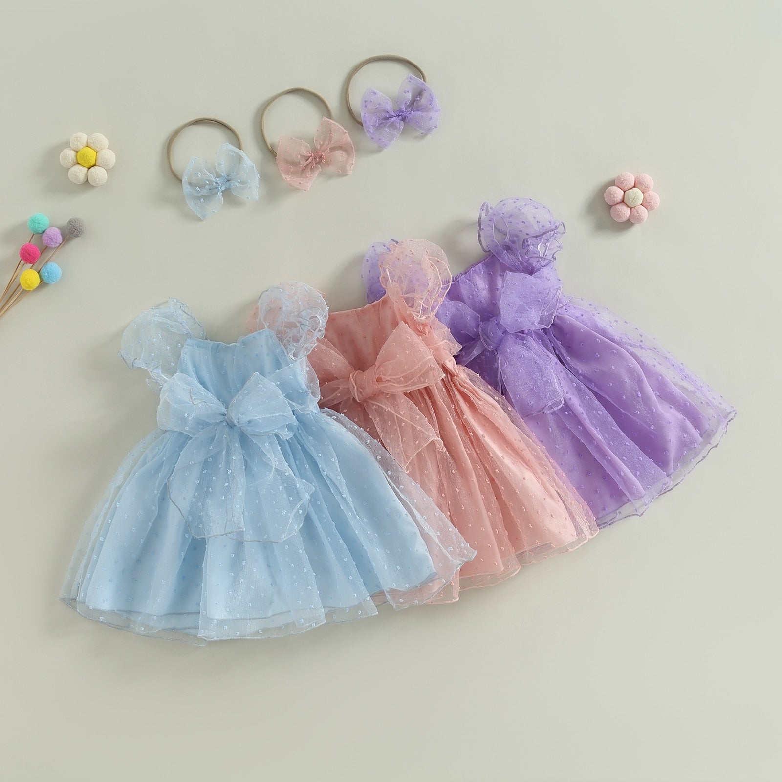 Delicate children's dress with tulle + headband