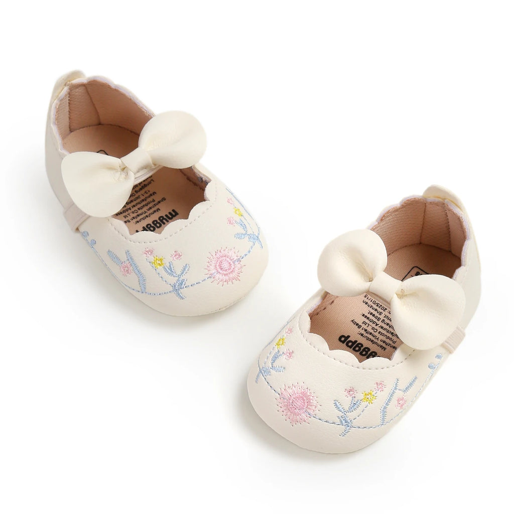Baby Girls Mary Jane Flats with Bownot Non Slip Soft Sole Shoes