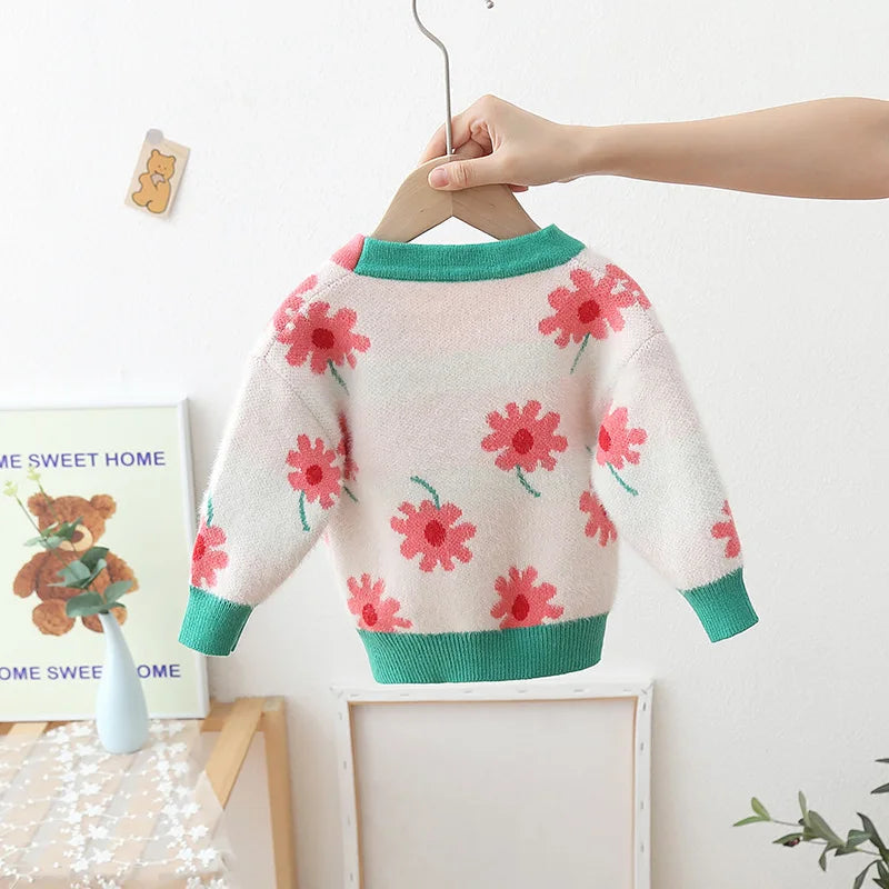 Children's Sweater Girls' Flower Girls Knitted Cardigan