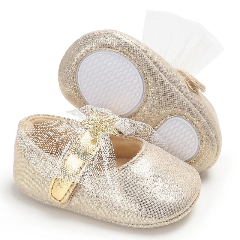 Golden Color Cute Baby Walking Shoes Flat Ballet Footwear