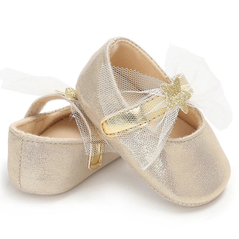 Golden Color Cute Baby Walking Shoes Flat Ballet Footwear