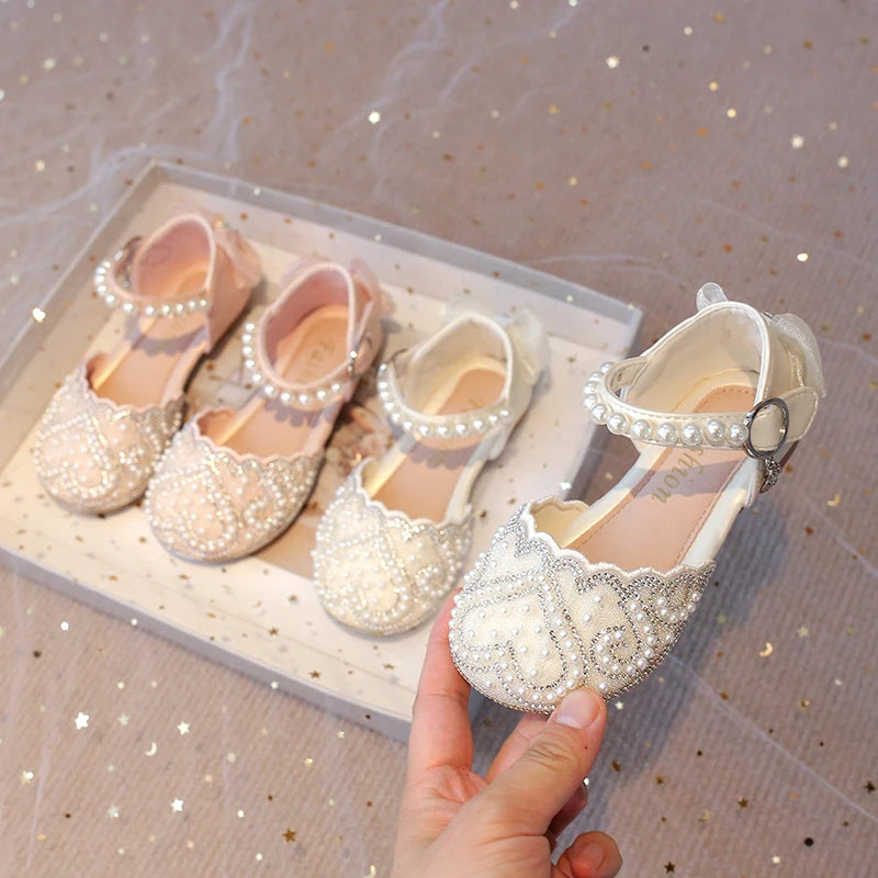 Girls Sandals With Heel Fashion Rhinestone Shiny