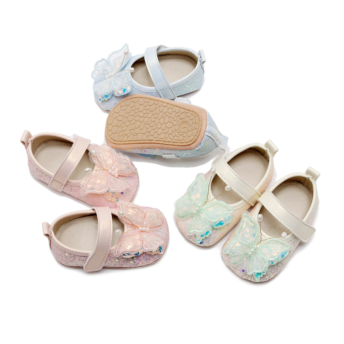 Shiny 3D Butterfly Princess Dress Shoes